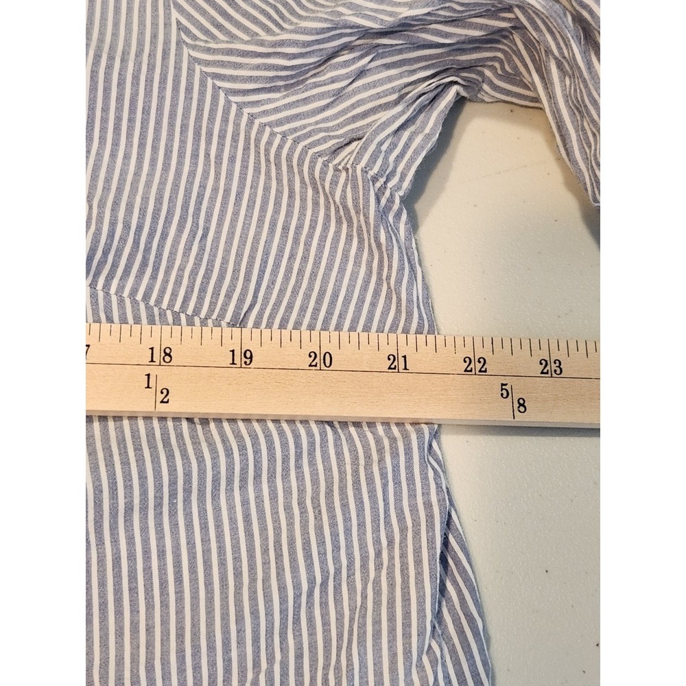Kim Rogers Womens XL Blue White Striped Cotton Button Down With Roll Tab Sleeve - Picture 7 of 8